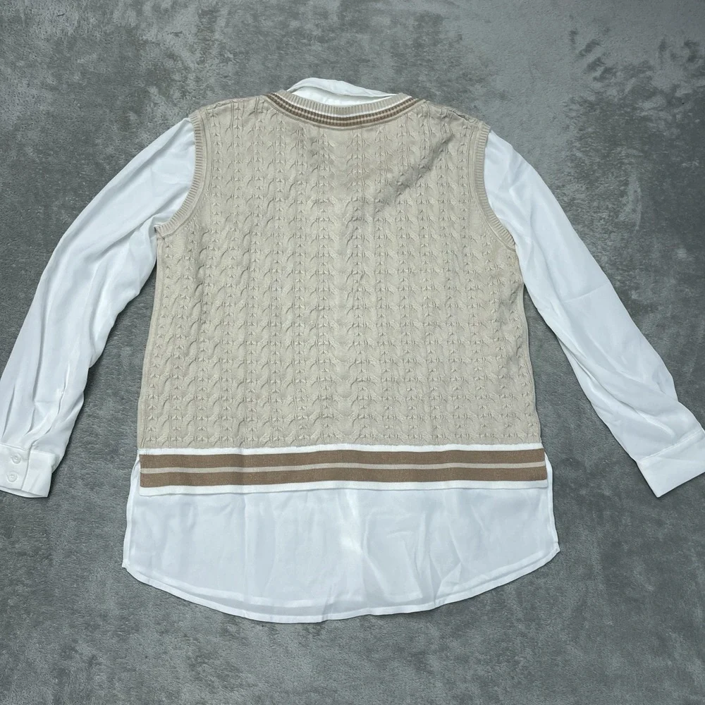 Adrianna Papell Women's M Vest Cream Viscose Blend H0123 - Picture 9 of 9